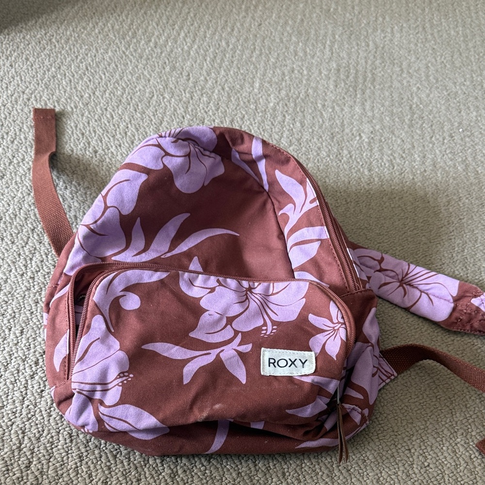 Roxy Brown and Lavender Floral Backpack